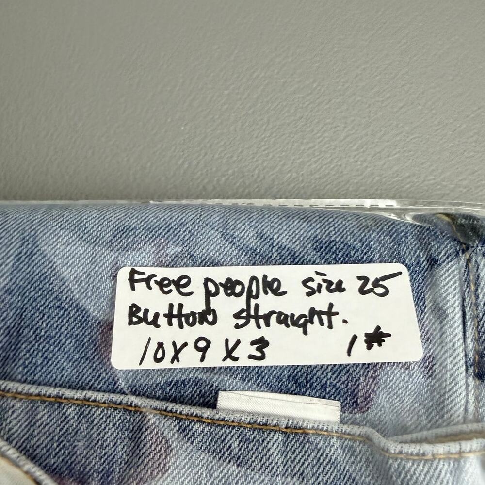 Free People The Fling Jeans 25 Distressed Button Fly Raw Hem Straight - Picture 10 of 10